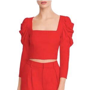Alice + Olivia Rach Puff-Sleeve Top
